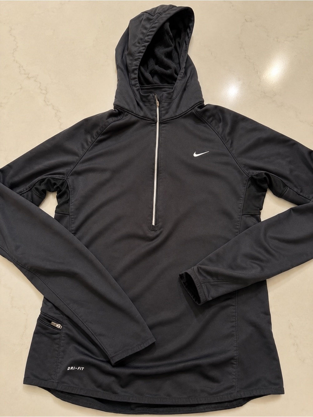 Nike Black Long-Sleeve Half-Zip Hooded Dri-FIT Top